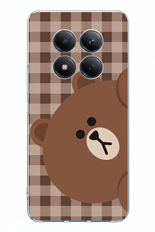 حافظة سيليكون مطبوعة بتصميم جانبي على شكل دب بني متوافق مع Redmi Note 15 PRO PLUS - 1