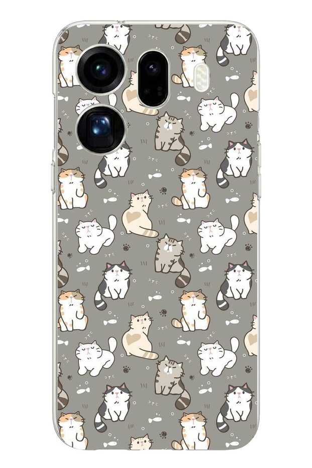 Oppo Find X9 Pro Compatible Tiny Cute Cats Printed Silicone Case