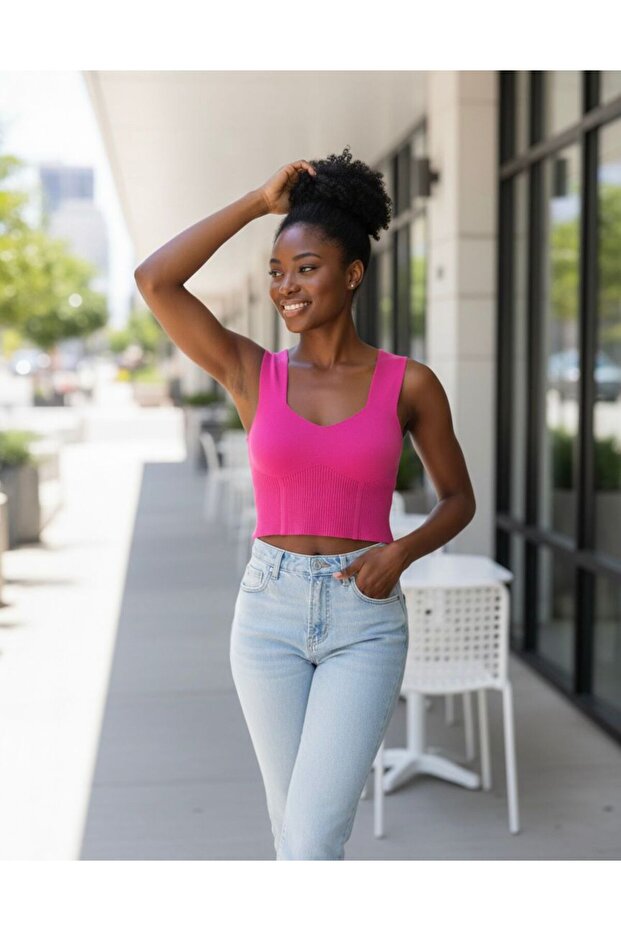 قصة ناعمة ذات رقبة على شكل حرف V - 2