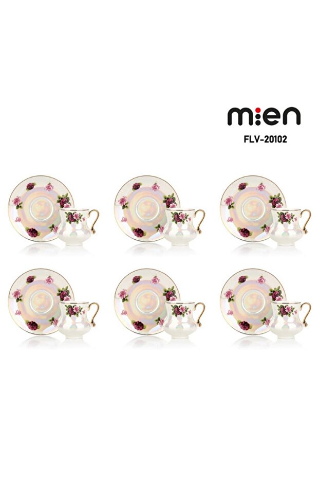 6-Piece Retro Flower Pearlescent Cup Set – Radiant Vintage Elegance