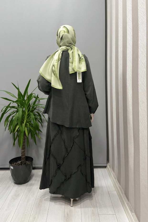 طقم ملابس بتصميم مُرقّع باللون الكاكي 37305 - 4