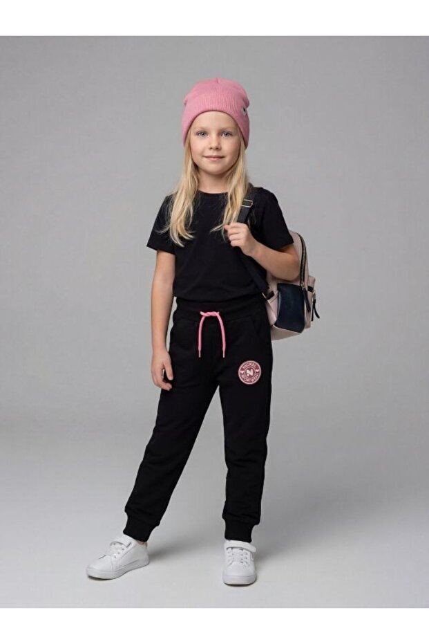 Girl's Elastic Waist Cotton Tracksuit Bottom