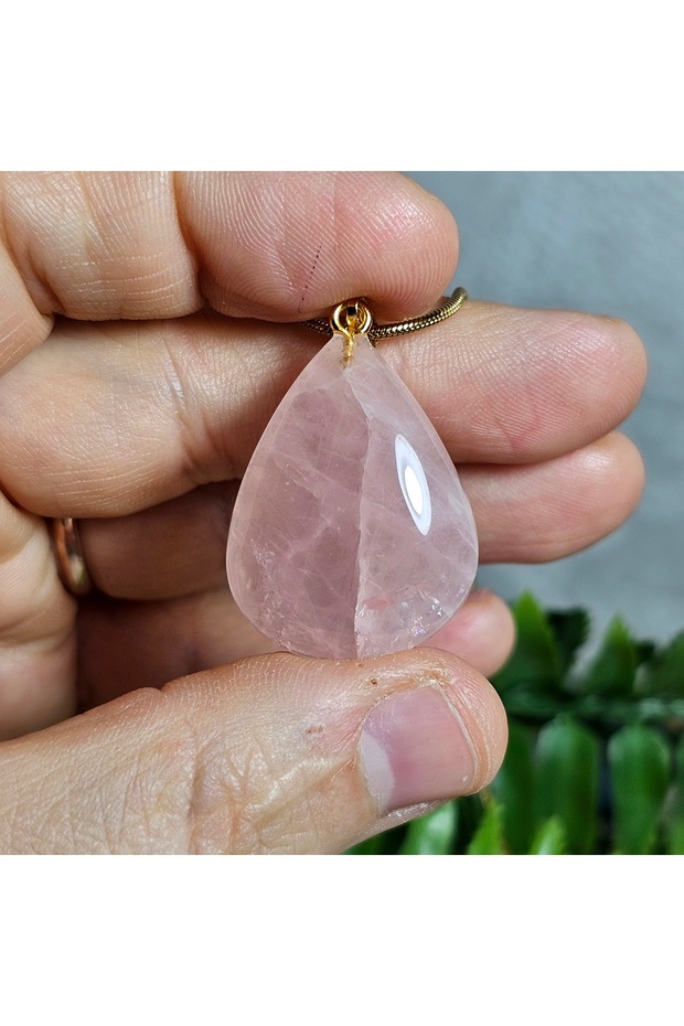 Pink Quartz Natural Stone Necklace - 3 - (Handmade Design Products)