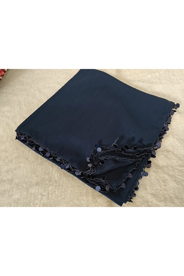 Handmade Plastic Sequin Writing, Yemeni Cheesecloth, Scarf, 4 Edges Embroidered