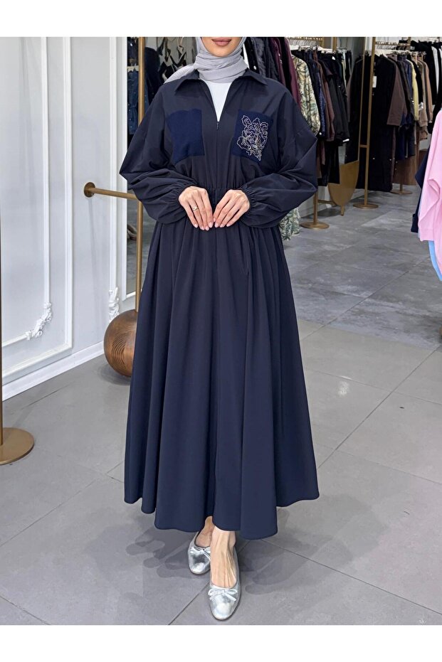 CEP ÜZERİ İŞLEMELİ PARAŞÜT ELBİSE - 1