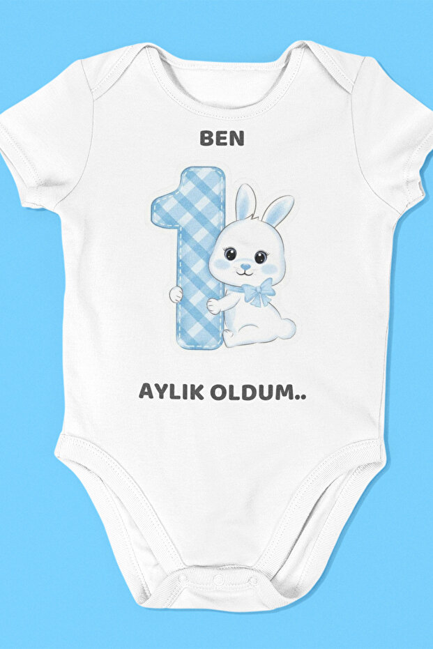 Organic 100% Cotton I'M a Month Old Printed Baby Bodysuit for Every Month, Body Jumpsuit 12 Pcs