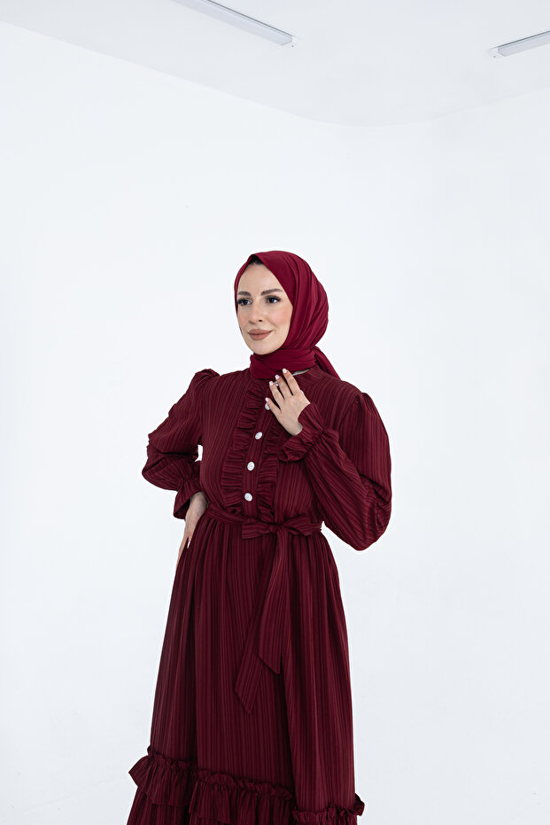 Fırfırlı Nada Elbise - 5