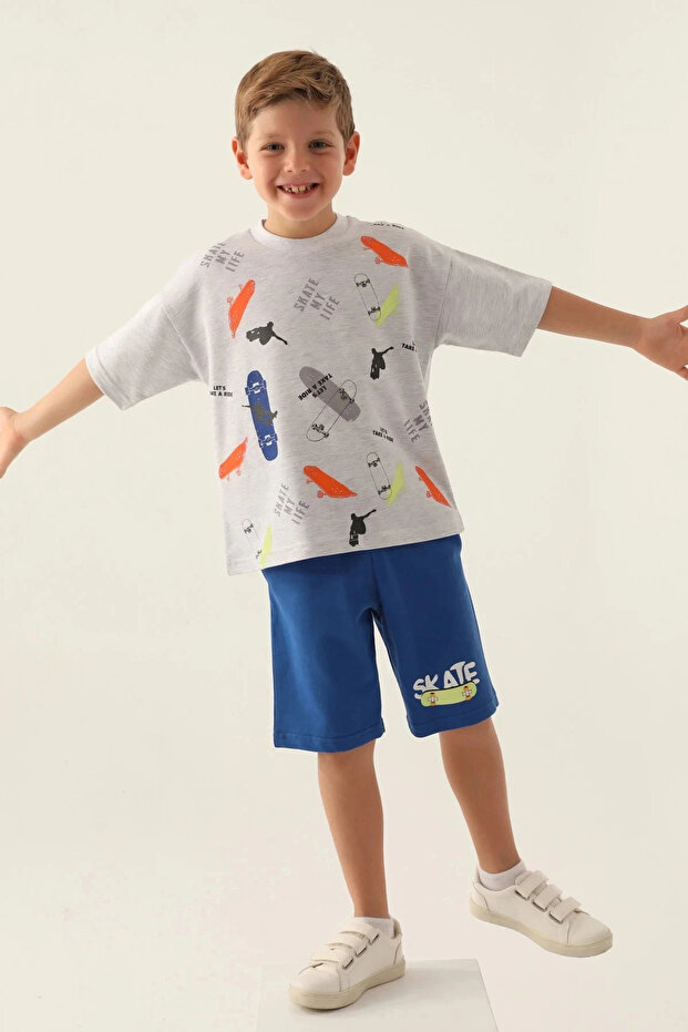بدلة برمودا رمادية للأولاد - 3