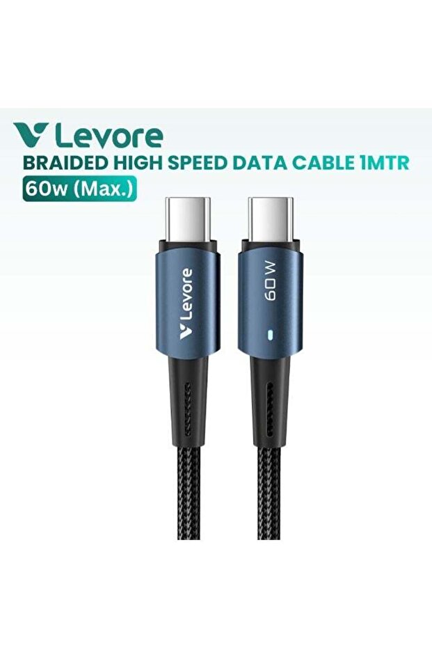 1M Nylon Braided 60w USB C to USB C Cable