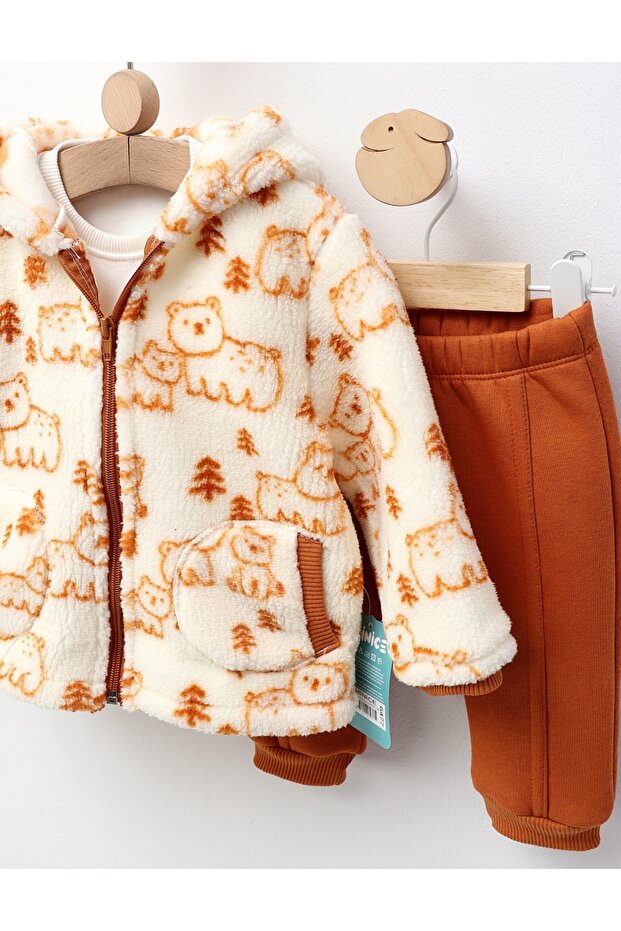 Winter Bear set, brown pattern 80 (9-12 months) - 4