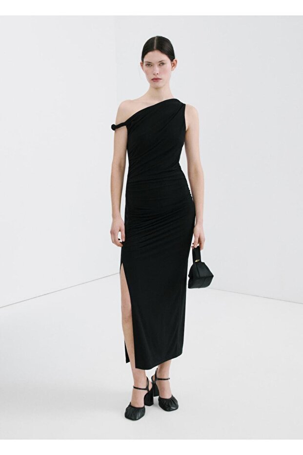 Yan yırtmaçlı asimetrik elbise - 2