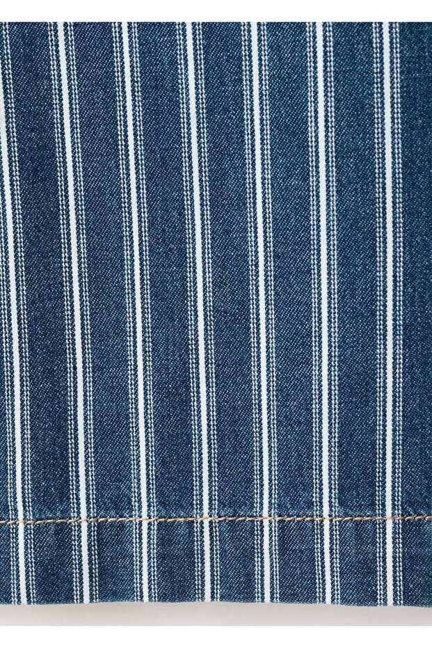 Çizgili jean pantolon - 5