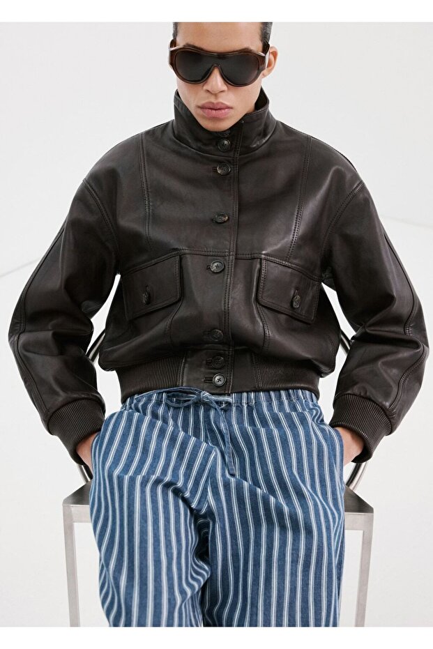 Çizgili jean pantolon - 6