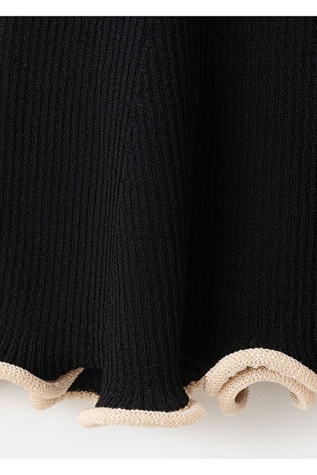 Kontrast şeritli peplum jarse - 5