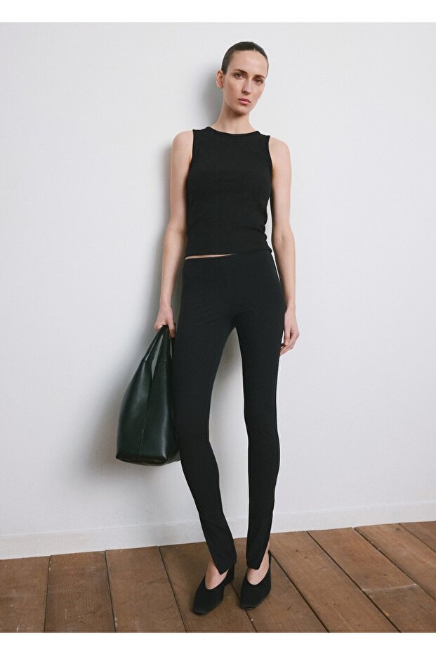 Lastik örgü pamuklu bluz - 2