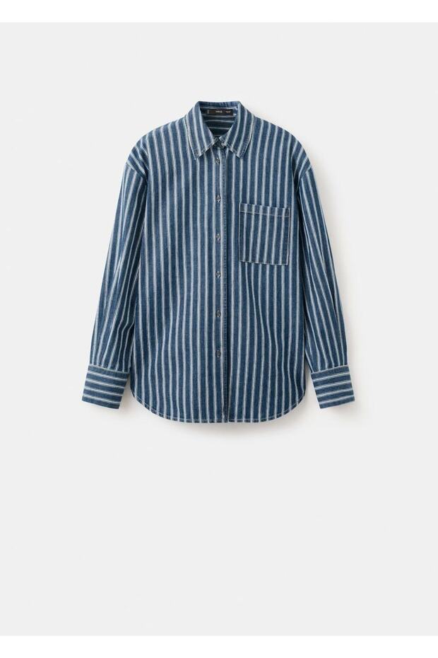 Çizgili kot gömlek - 3