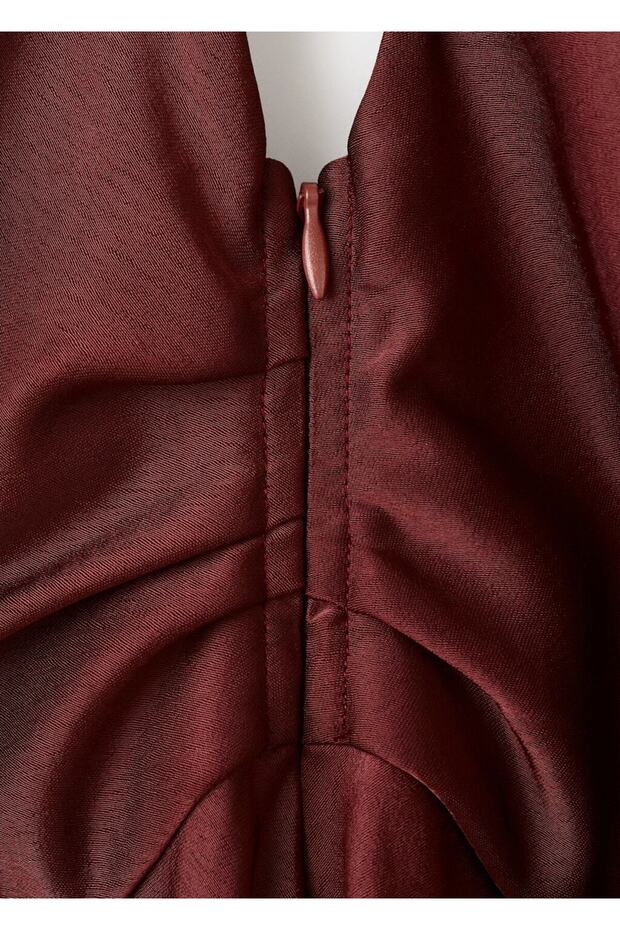 Asimetrik evaze elbise - 5