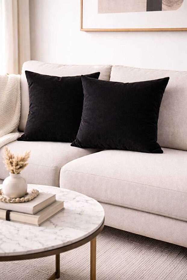 Black Throw Pillow Cover 45X45 cm Set of Two Decorative Pillow Covers Modern Sofa Throw Pillow