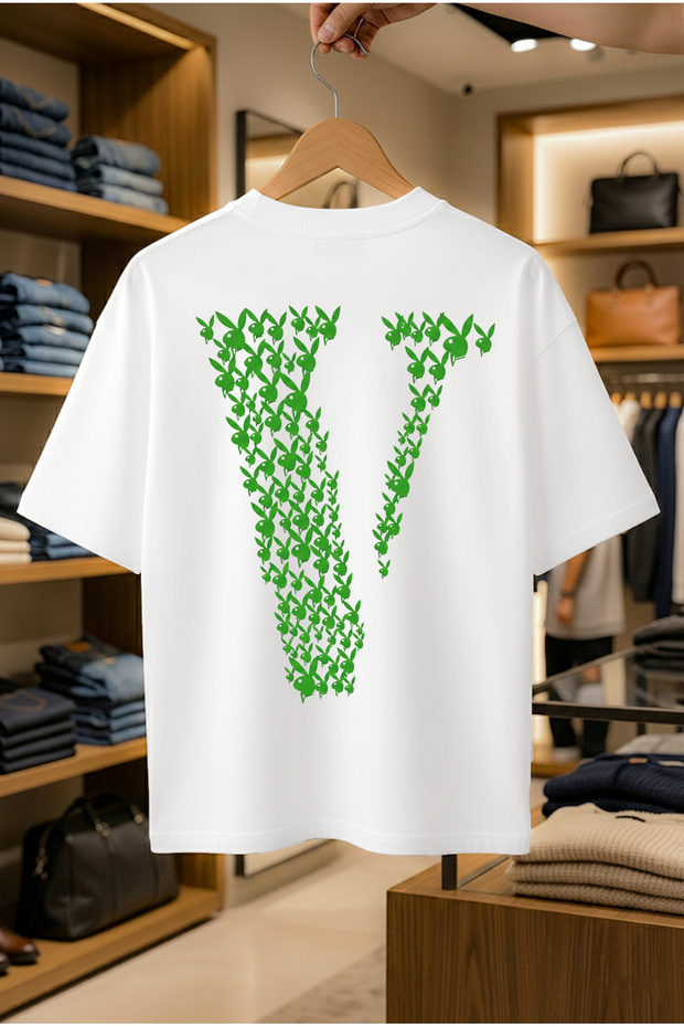 Summer Short Sleeve T-Shirt Anti-Sweat Cotton Printed T-Shirt Rabbit V
