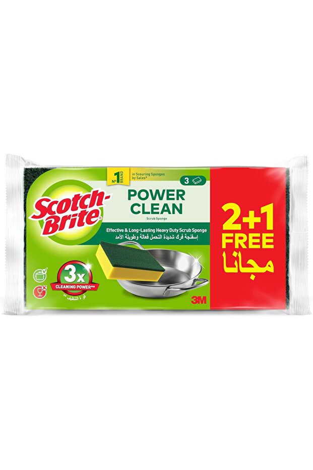 -Brite Heavy Duty Classic Flat Laminate Scrub Sponge, 3 units (2+1 Free)/Pack