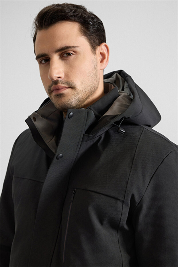 Siyah Slim Cepsiz Mont - 2