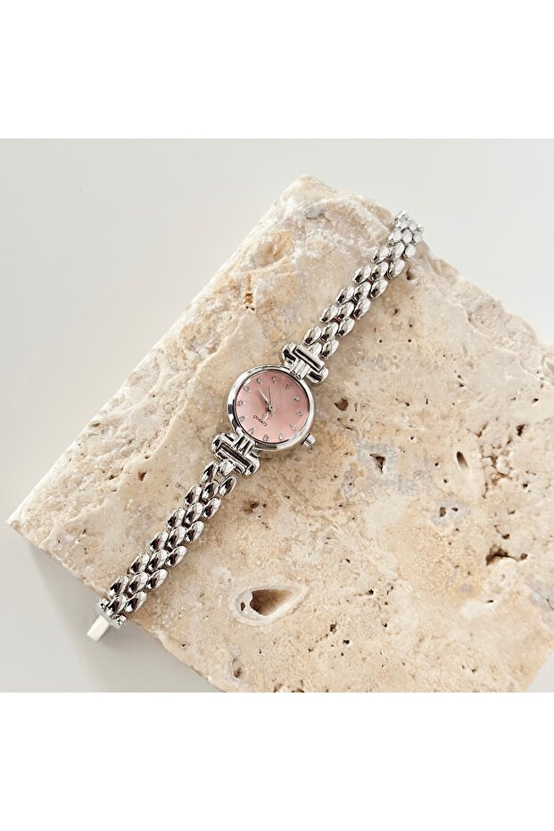 ساعة رييلو الفضية باللون الوردي - 1