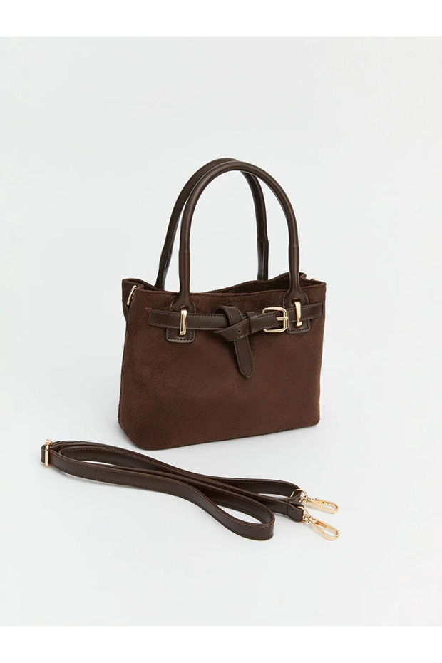 Brown suede look women's shoulder bag