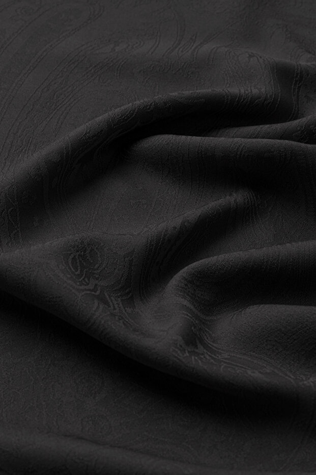 Patterned Shiny Shawl Black - 1