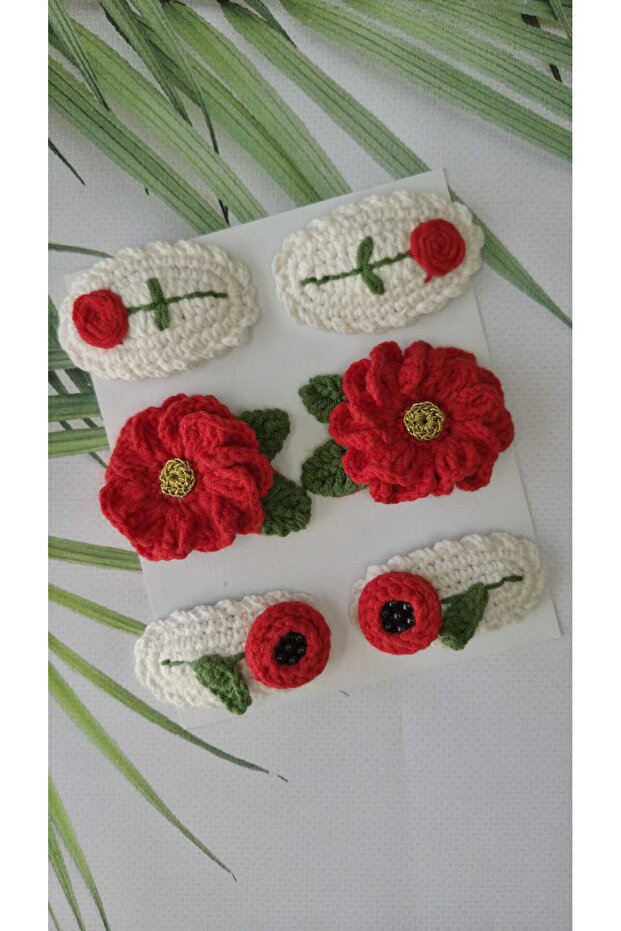 Hand Knitted Design 6-Piece Snap Accessories Suitable for Mother-Daughter Use