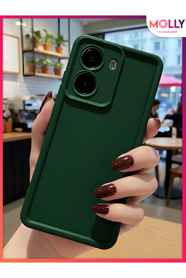 غطاء سيليكون سميك الحواف باللون الأخضر الصنوبري لهاتف POCO X7 PRO