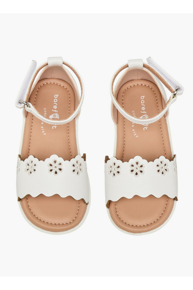 Girls Scalloped Detail Hook & Loop Sandals