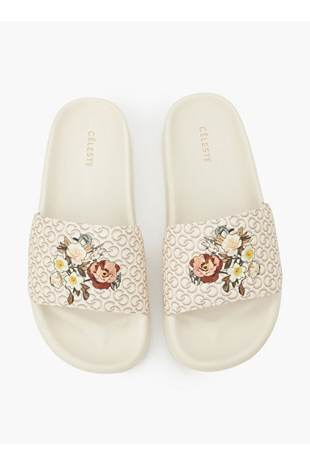 Women Floral Print Slides