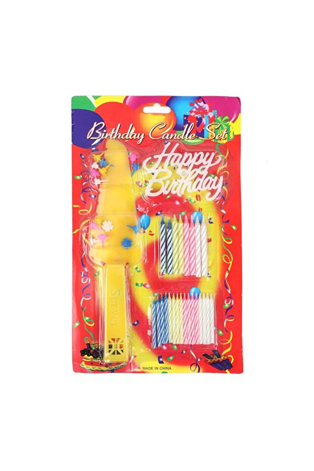 Wax Birthday Cake Single Stem Colorful Celebration Candles Set