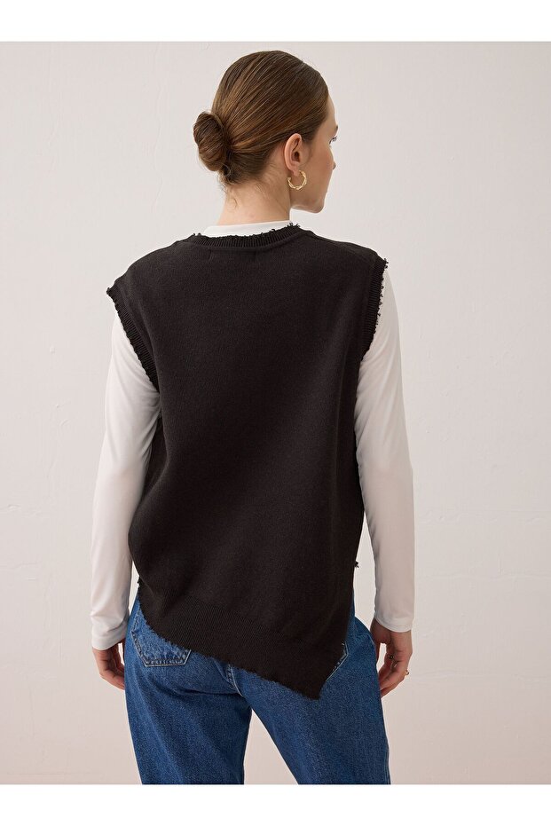 Pulover tricotat Basic - Maro - - 6