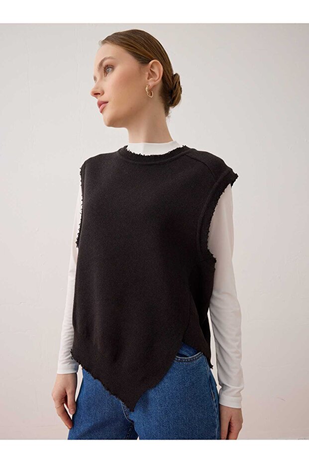 Pulover tricotat Basic - Maro - - 3