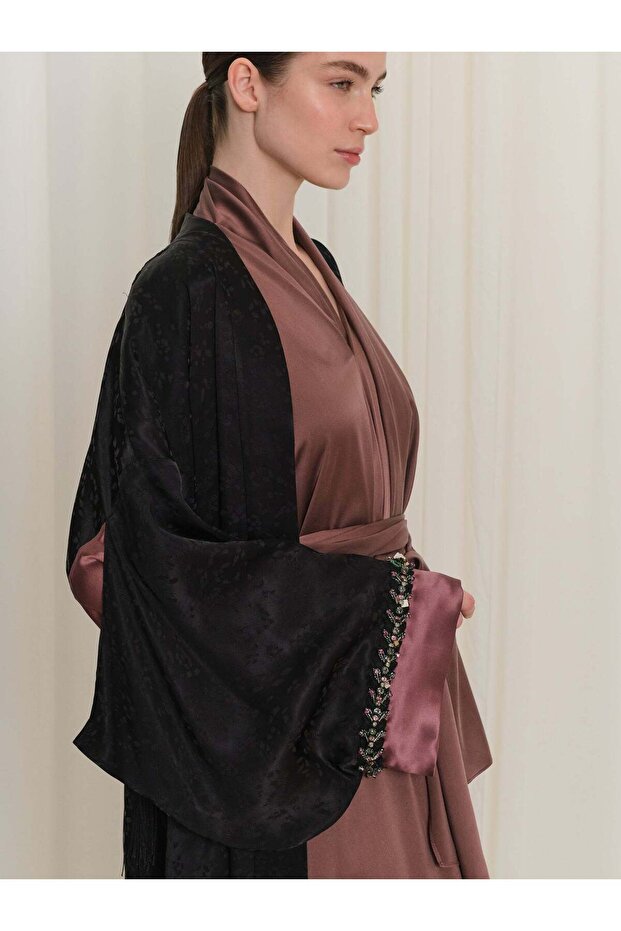 Kolda İşleme Detaylı Abaya - 6