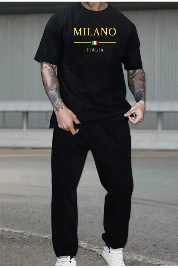 Men's Milano 2-Piece Tracksuit Set with Printed Design