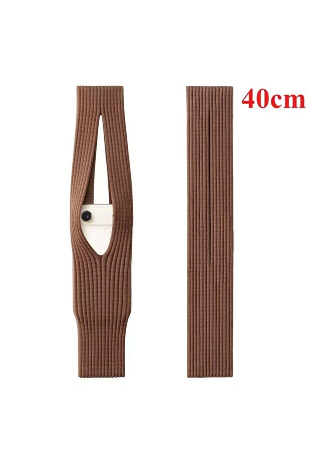 Phone Pocket Woven Bag Short 40cm Brown