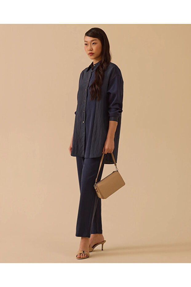 Çift Kumaşlı Düğmeli Tunik - 2