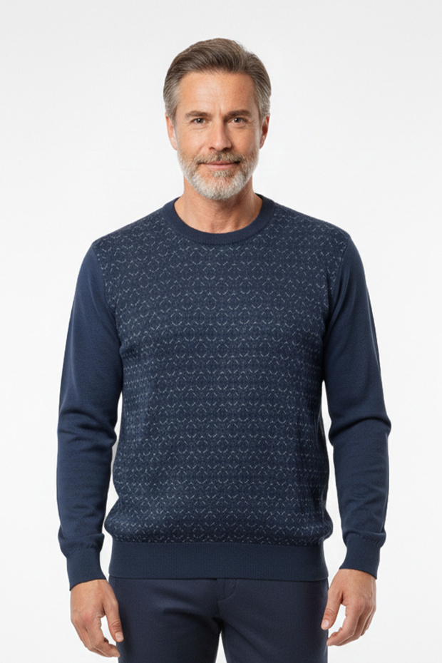 سترة رجالية برقبة دائرية - 1