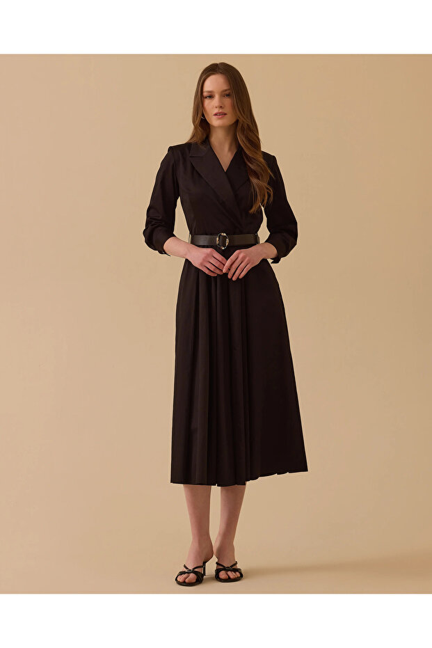 Kemerli Kruvaze Elbise - 1