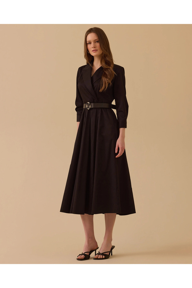 Kemerli Kruvaze Elbise - 4