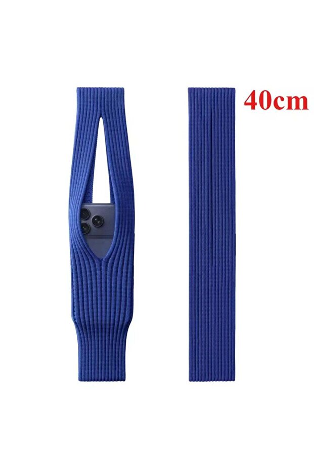 Phone Pocket Woven Bag Short 40cm blue