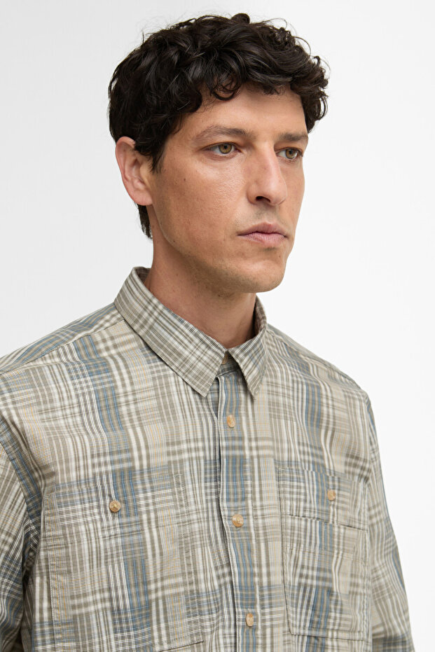 Maxwell Checked Patch Relaxed Gömlek OL37 Grey Olive - 5