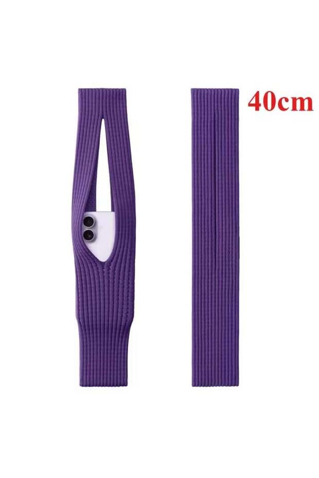 Phone Pocket Woven Bag Short 40cm Purple