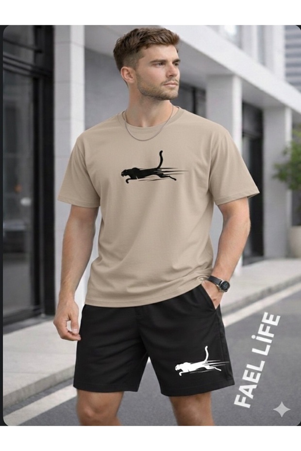 Women'S/Men's T-Shirt and Shorts Tiger Printed Top and Bottom Set