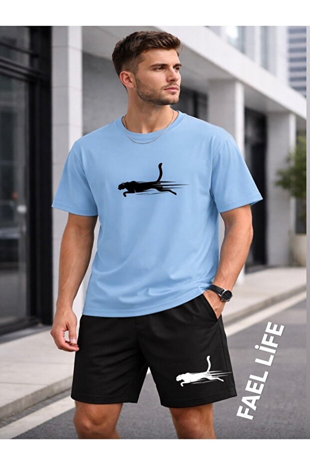 Women'S/Men's T-Shirt and Shorts Tiger Printed Top and Bottom Set