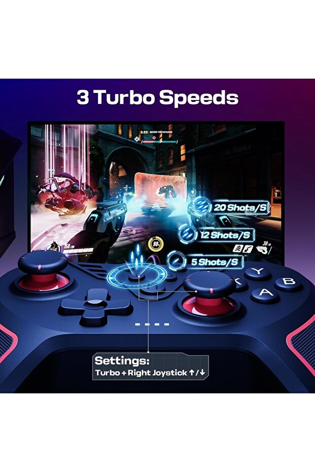 وحدة تحكم بأسلاك للكمبيوتر مزودة بزرين لتعيين الوظائف، وخاصية اهتزاز قابلة للتعديل، و3 سرعات توربو، متوافقة مع - 5