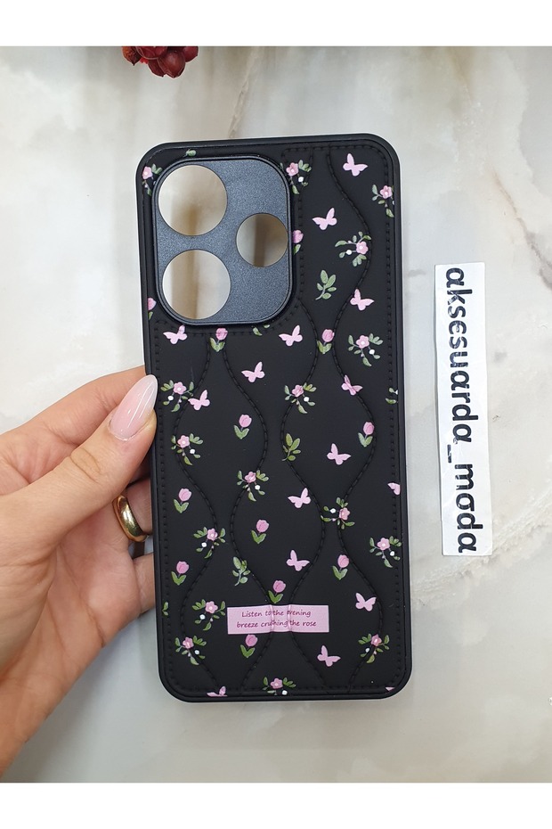Redmi 13 4g and 5g Compatible Quilted Floral Pattern Puff Case