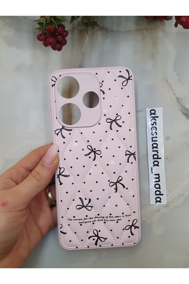 Redmi 13 4g and 5g Compatible Quilted Floral Pattern Puff Case